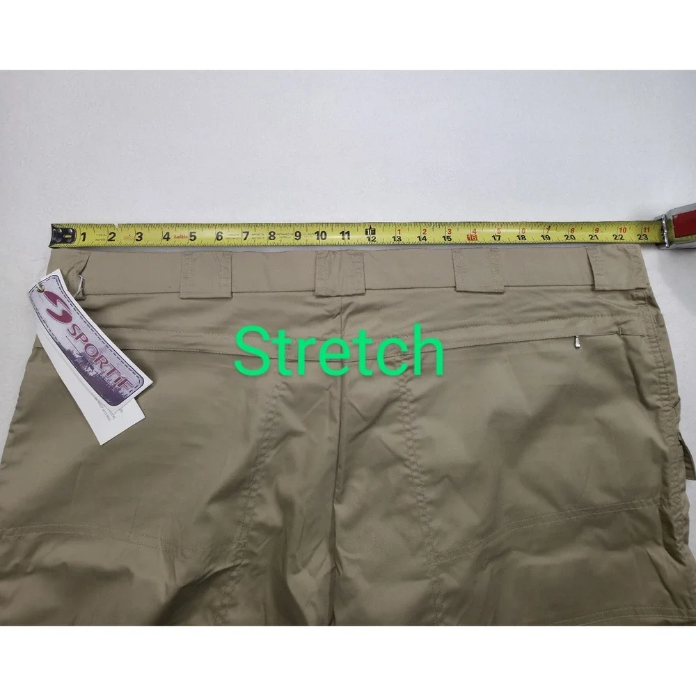New Sportif USA Mens Size 46 Cargo Shorts‎ Beige Lycra Stretch Fishing Sailing